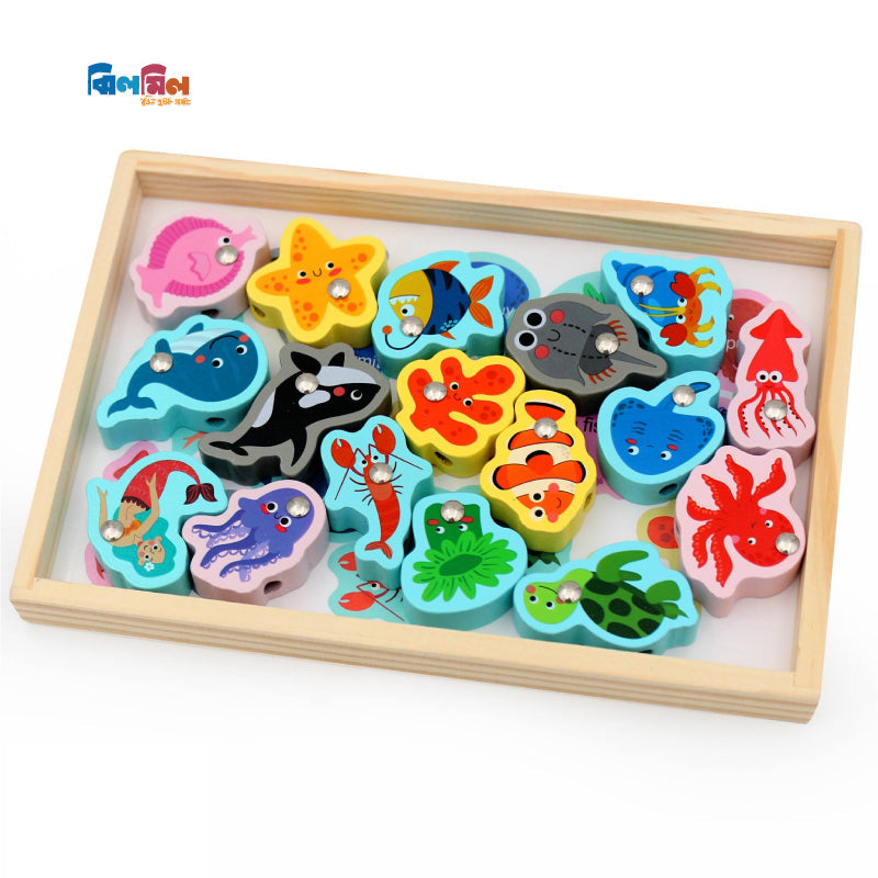 Montessori Wooden Fishing With Fishing Sticks