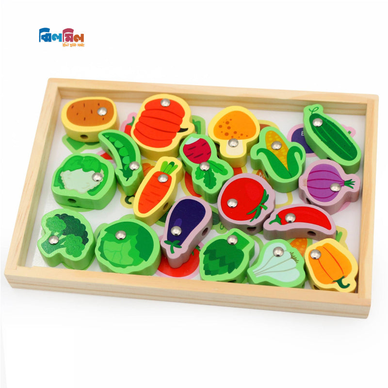 Montessori Wooden Veggies With Fishing Sticks