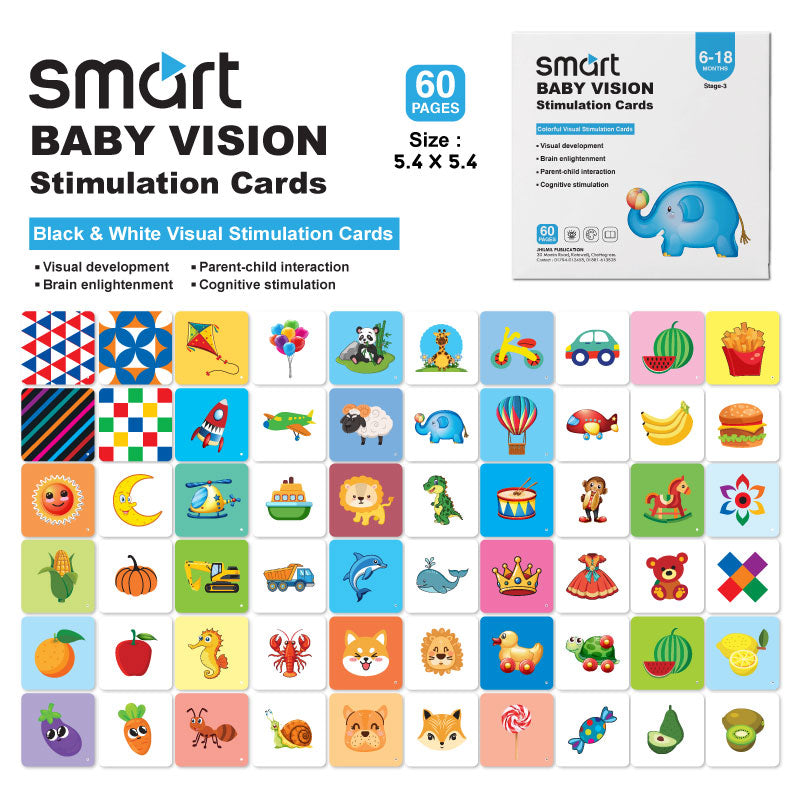 Smart BABY VISION Stimulation Cards 6-18 MONTHS Stage-3 Colorful Visual Stimulation Cards