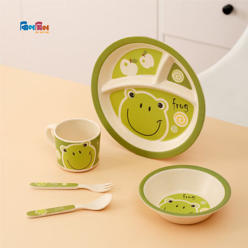 5pcs Bamboo Fibre Children Tableware Dining Set