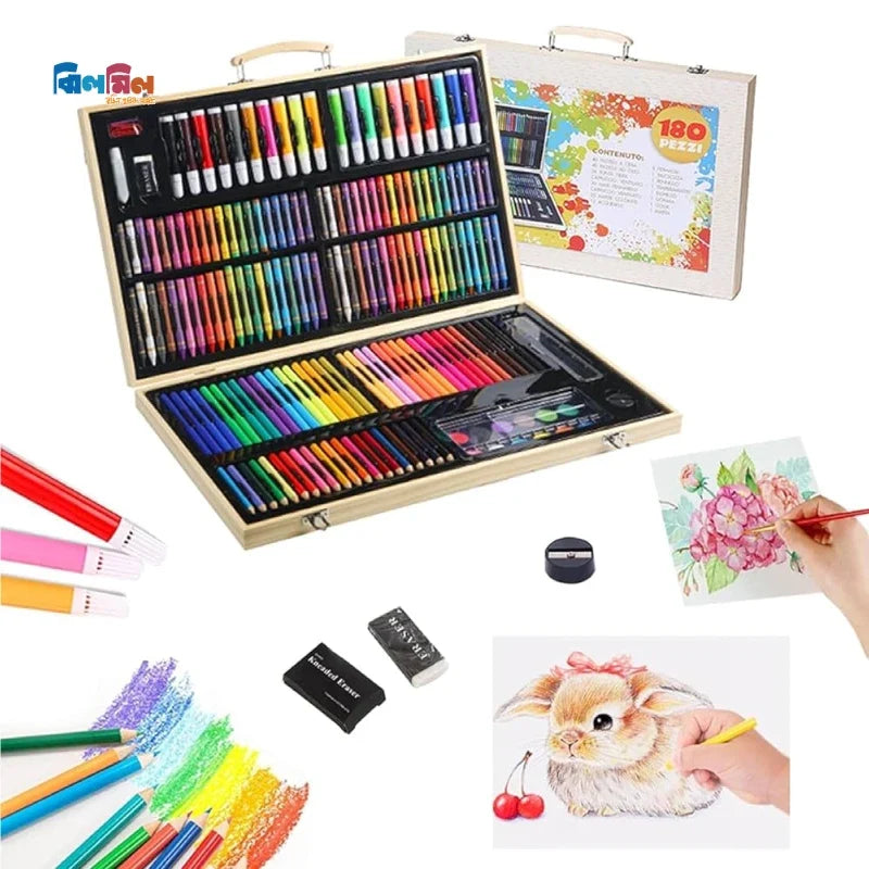 180 Pcs Color Deluxe Wood Art Drawing Set