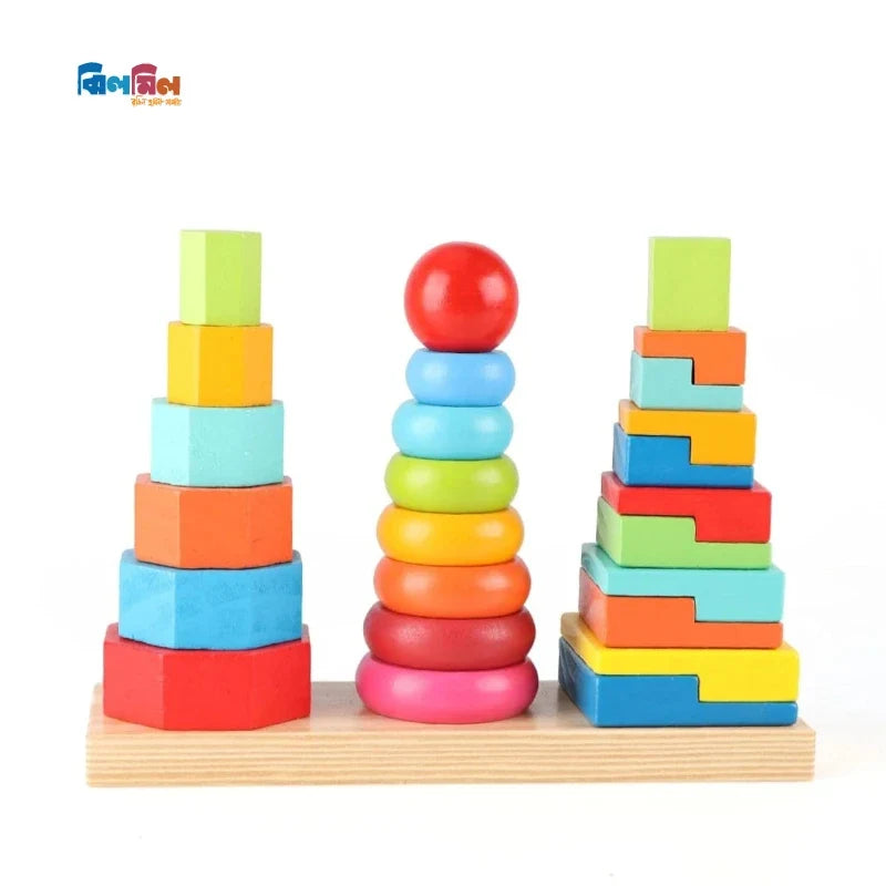 Wooden Three Column Rainbow Tower