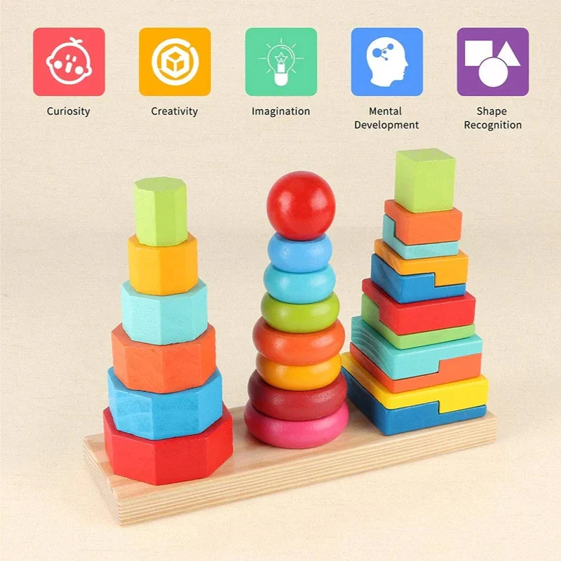 Wooden Three Column Rainbow Tower