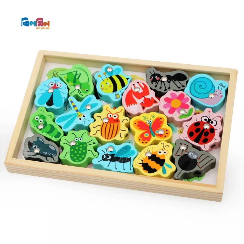 Montessori Wooden Insects With Fishing Sticks