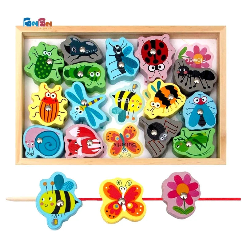 Montessori Wooden Insects With Fishing Sticks