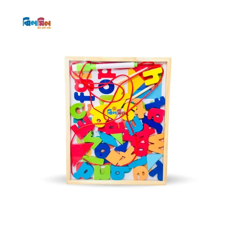 Wooden Alphabet Lacing Box and Tangram (Small Latter)