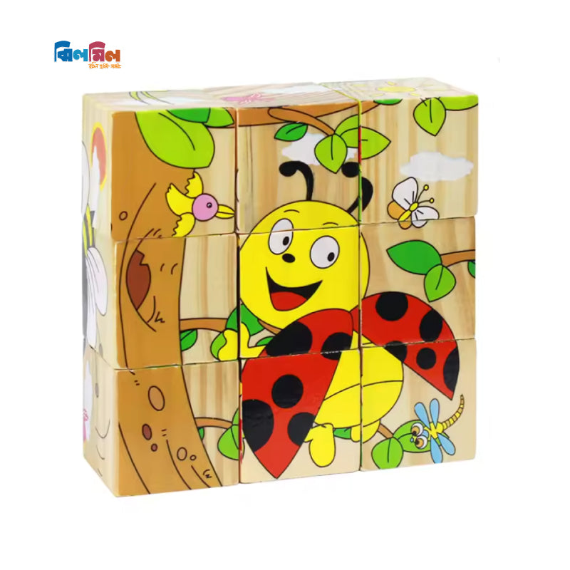 6 Side Painting Insects Block 3D Wooden Puzzle
