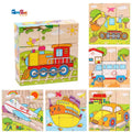 6 Side Painting Transport Cube Block 3D Wooden Puzzle