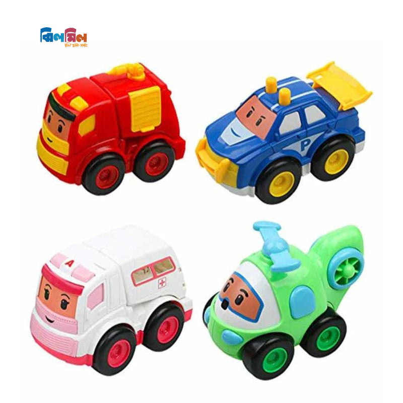 Powered Cartoon Car Toy Set - 4 Pieces