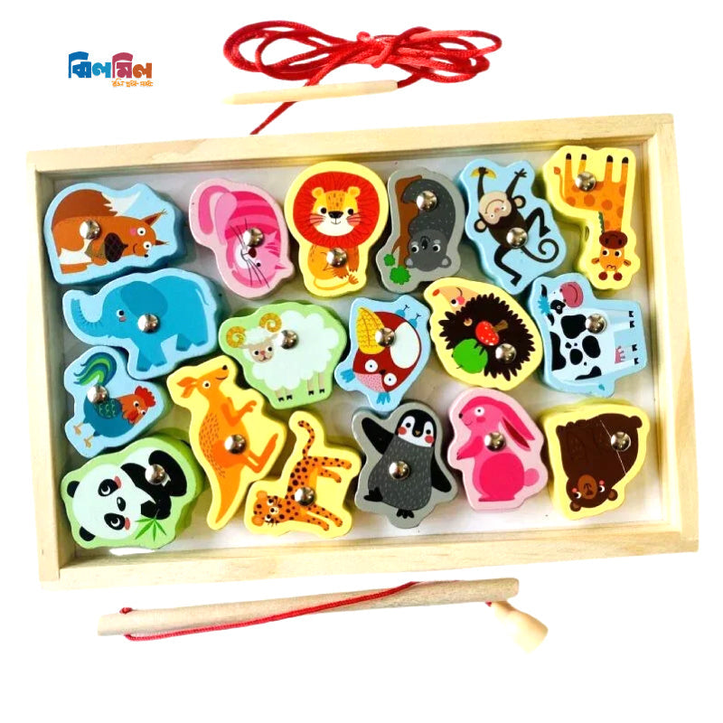 Montessori Wooden Animals With Fishing Sticks