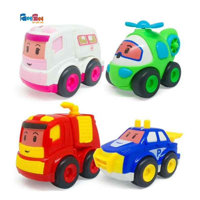 Powered Cartoon Car Toy Set - 4 Pieces
