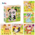 6 Side Painting Forest Animals Cube Block 3D Wooden Puzzle