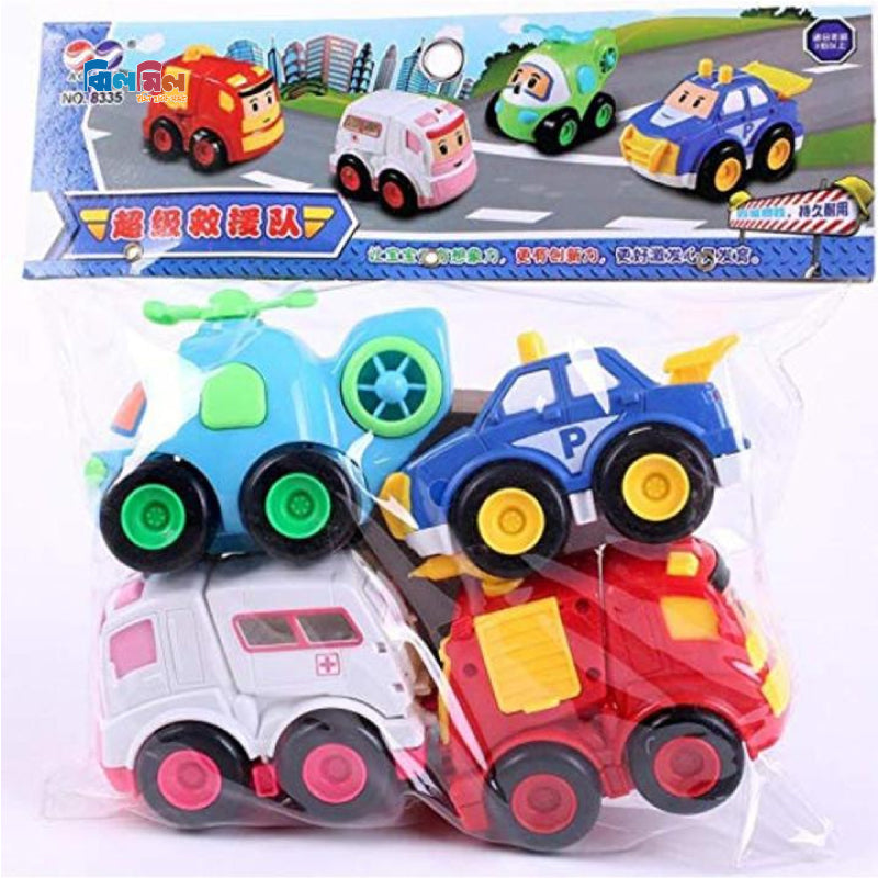 Powered Cartoon Car Toy Set - 4 Pieces