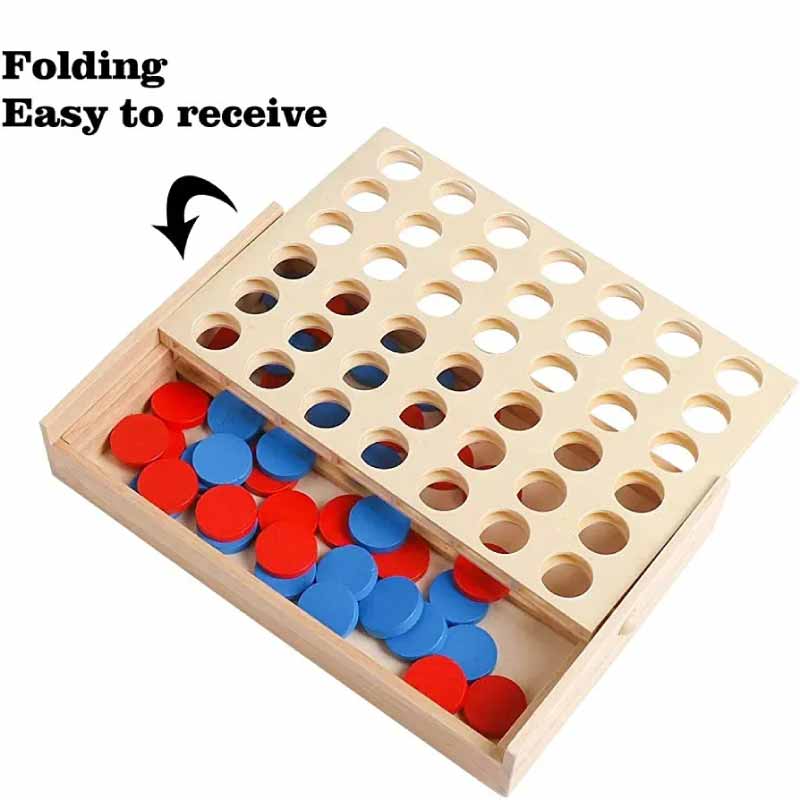 Connect 4 in a Row Wooden Board Game