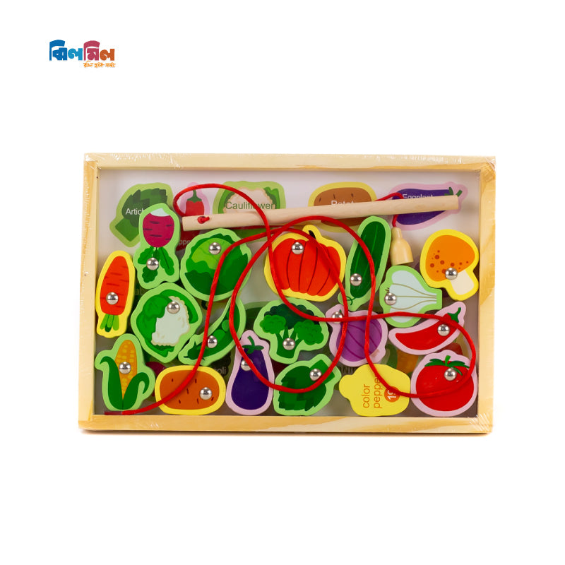 Montessori Wooden Veggies With Fishing Sticks