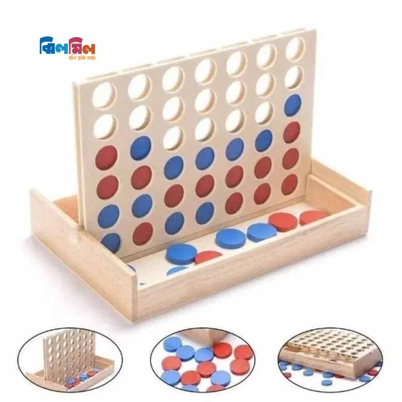 Connect 4 in a Row Wooden Board Game