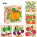 6 Side Painting Vegetable Cube Block 3D Wooden Puzzle
