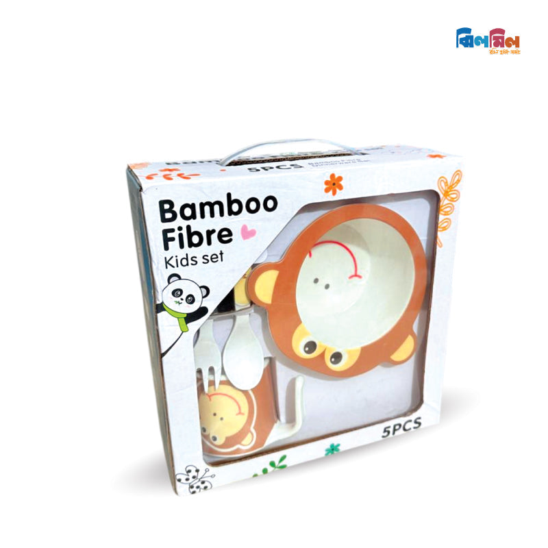 5pcs Bamboo Fibre Children Tableware Dining Set