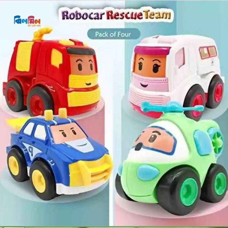 Powered Cartoon Car Toy Set - 4 Pieces