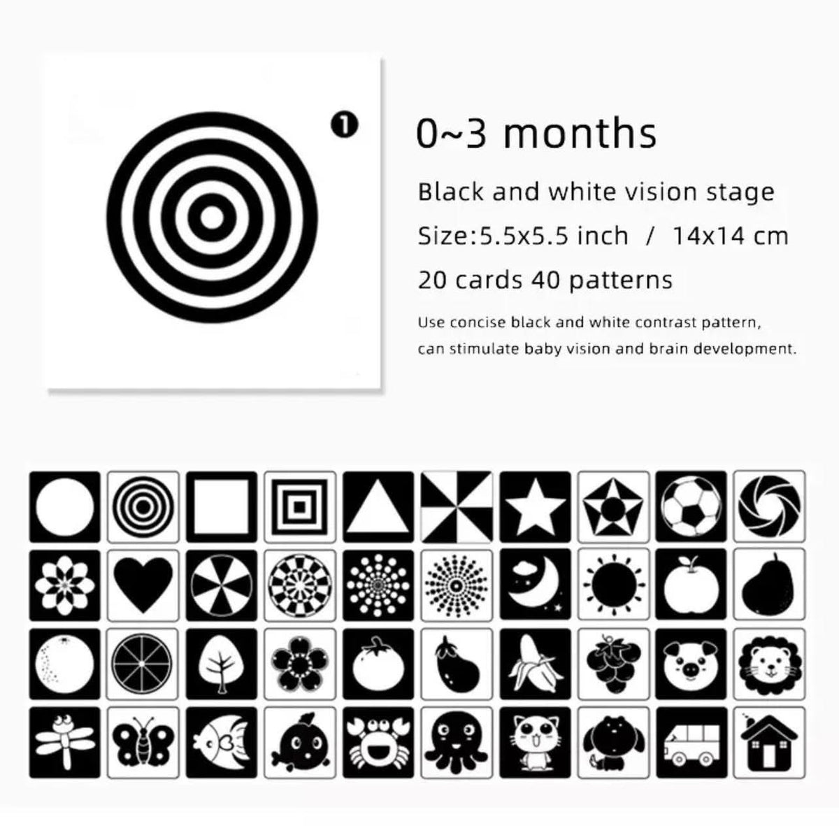 Smart BABY VISION Stimulation Cards (0-3 MONTHS) Stage-1