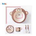 5pcs Bamboo Fibre Children Tableware Dining Set