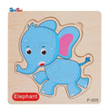 Mini Square Shape wooden Puzzle Elephant