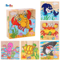 6 Side Painting Sea Animals Cube Block 3D Wooden Puzzle