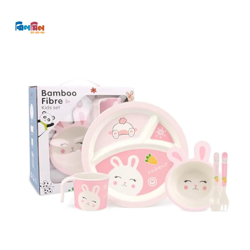 5pcs Bamboo Fibre Children Tableware Dining Set