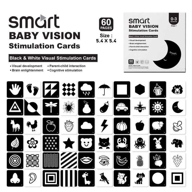 Smart BABY VISION Stimulation Cards (0-3 MONTHS) Stage-1